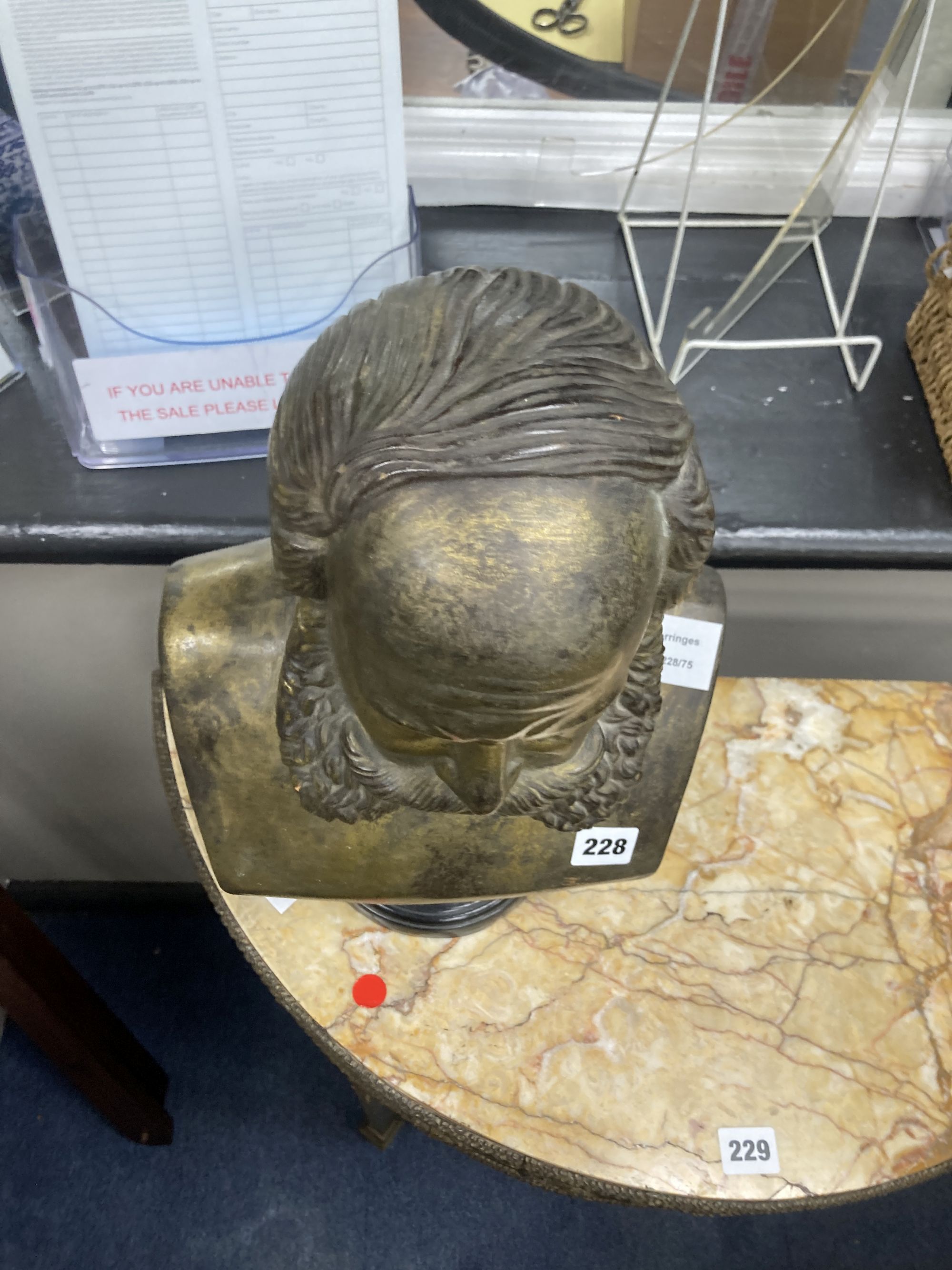 A 19th century German terracotta bust of Kaiser Wilhelm I, bronze effect, height 39cm